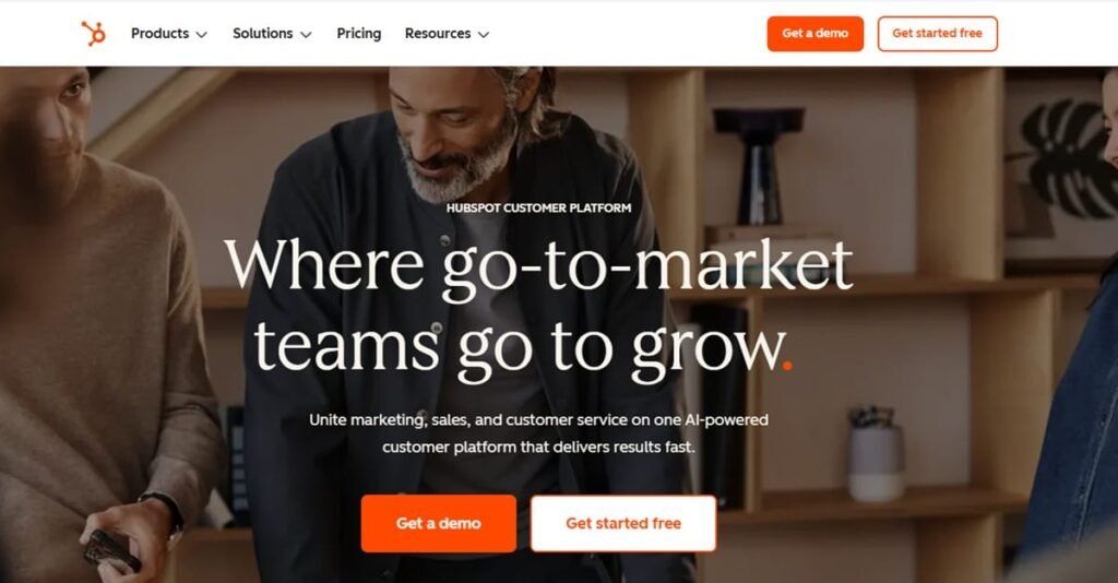 Screenshot of hubspot homepage