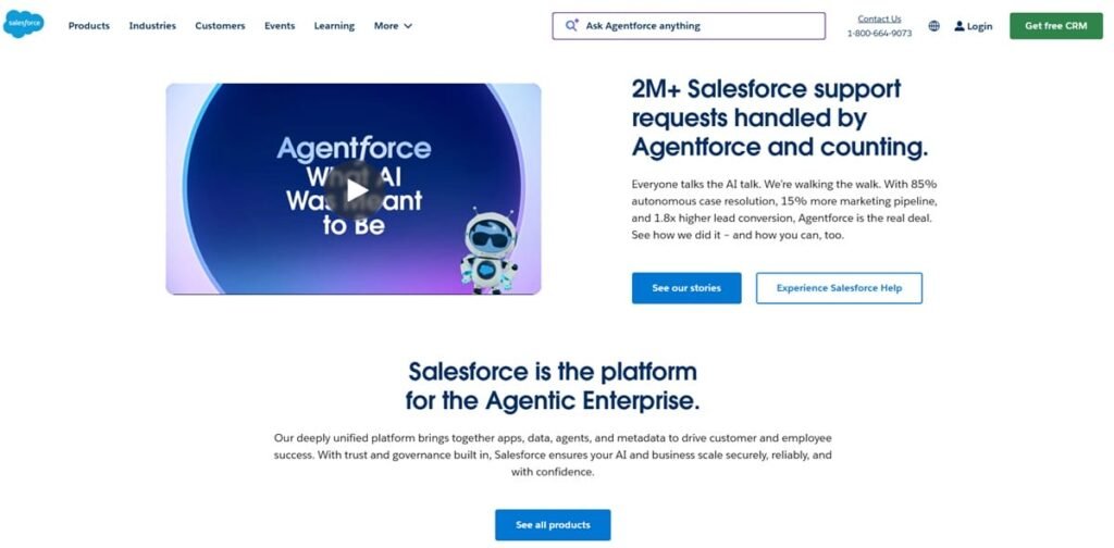 Screenshot of salesforce homepage