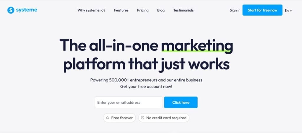 Screenshot of system io homepage