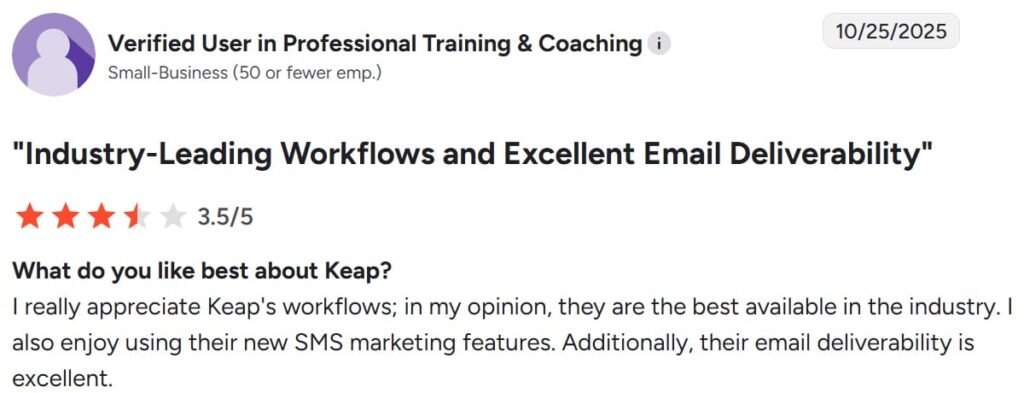 Keap 2nd user review