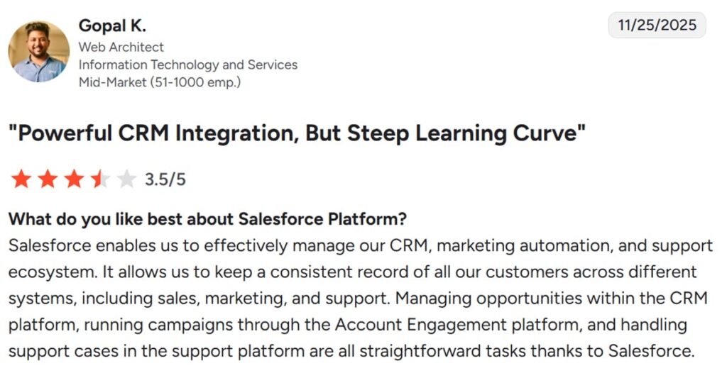 Salesforce 1st user review